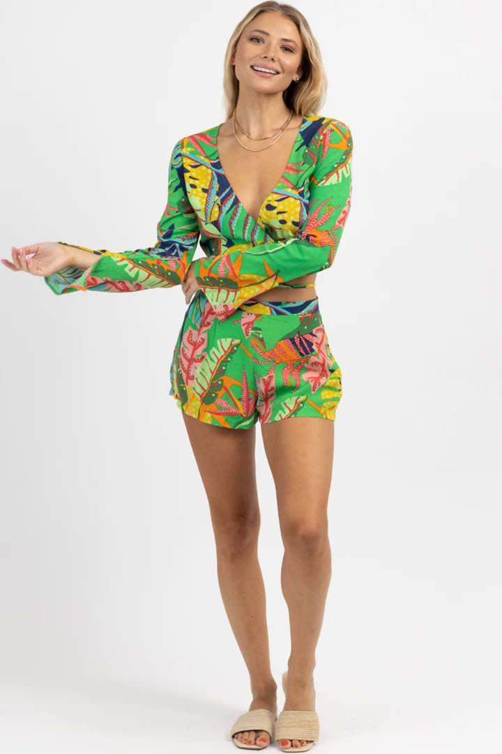 OLIVACEOUS NEW ARRIVALS BUNGALOW TROPIC TIE TOP + SHORT SET 2 OLIVACEOUS NEW ARRIVALS BUNGALOW TROPIC TIE TOP + SHORT SET