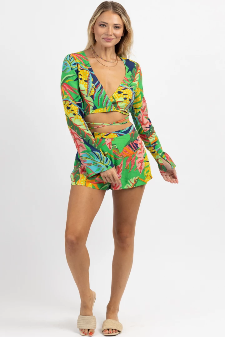 OLIVACEOUS NEW ARRIVALS BUNGALOW TROPIC TIE TOP + SHORT SET 1 OLIVACEOUS NEW ARRIVALS BUNGALOW TROPIC TIE TOP + SHORT SET