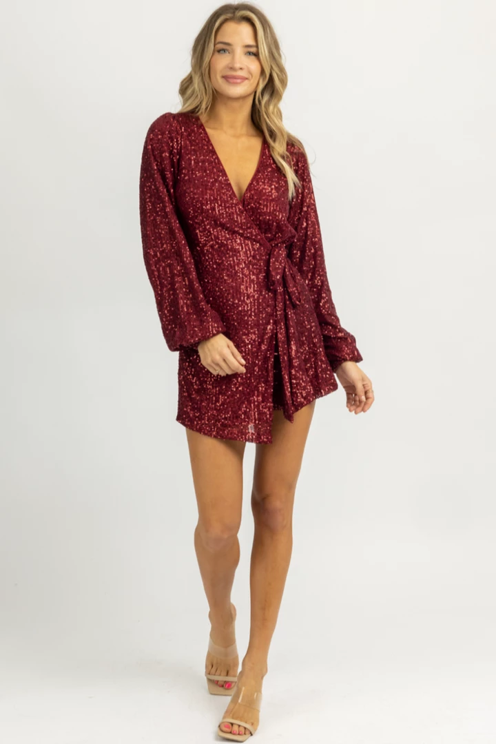 LENA BURGUNDY FRONT WRAPPED SEQUIN ROMPER *BACK IN STOCK* NEW ARRIVALS 5 LENA BURGUNDY FRONT WRAPPED SEQUIN ROMPER *BACK IN STOCK* NEW ARRIVALS