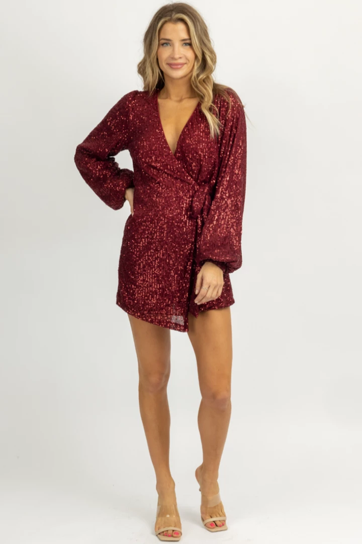 LENA BURGUNDY FRONT WRAPPED SEQUIN ROMPER *BACK IN STOCK* NEW ARRIVALS 2 LENA BURGUNDY FRONT WRAPPED SEQUIN ROMPER *BACK IN STOCK* NEW ARRIVALS
