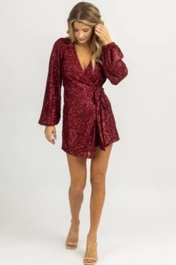 LENA BURGUNDY FRONT WRAPPED SEQUIN ROMPER *BACK IN STOCK* NEW ARRIVALS 10 LENA BURGUNDY FRONT WRAPPED SEQUIN ROMPER *BACK IN STOCK* NEW ARRIVALS