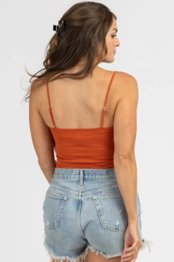 DYNAMIC FASHION RUST RIB SCOOPNECK CAMI BODYSUIT *BACK IN STOCK* CLOTHING