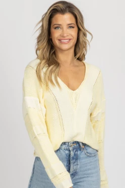 DEE ELLY BUTTER RELAXED V-NECK KNIT SWEATER