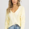 DEE ELLY BUTTER RELAXED V-NECK KNIT SWEATER