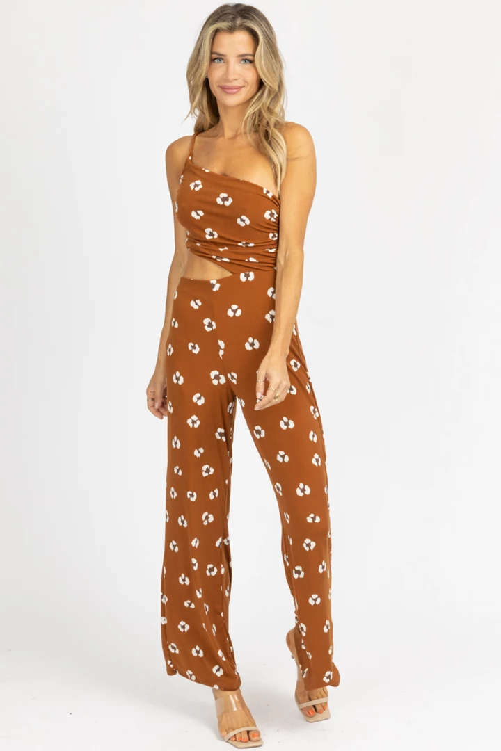 ENDLESS BLU CAMEL ABSTRACT OPEN SIDE ONE SHOULDER JUMPSUIT 3 ENDLESS BLU CAMEL ABSTRACT OPEN SIDE ONE SHOULDER JUMPSUIT