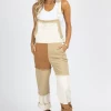 BLUE BLUSH NEUTRAL COLORBLOCK PATCHWORK OVERALL NEW ARRIVALS