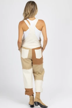 BLUE BLUSH NEUTRAL COLORBLOCK PATCHWORK OVERALL NEW ARRIVALS