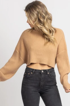 MIMOSA CAMEL RIBBED TURTLENECK SWEATER