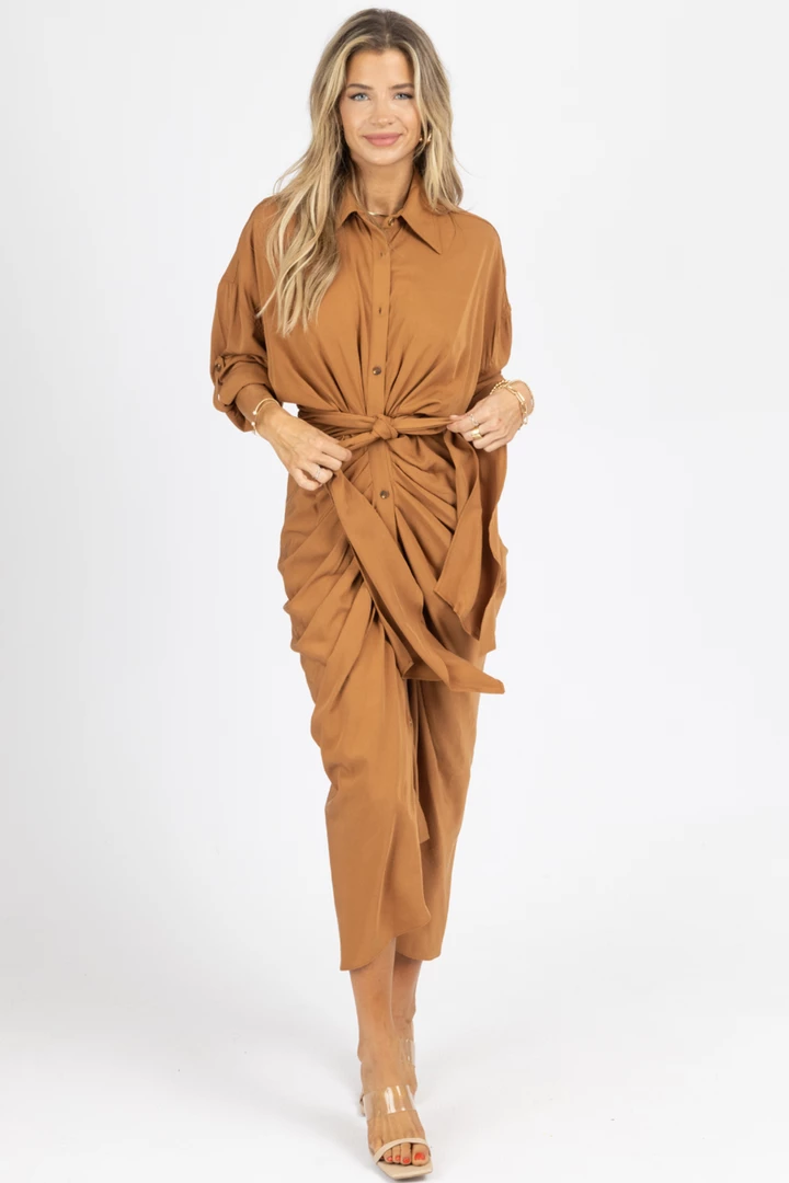 MABLE CAMEL TENCEL BUTTON DOWN SHIRT DRESS NEW ARRIVALS 5 MABLE CAMEL TENCEL BUTTON DOWN SHIRT DRESS NEW ARRIVALS