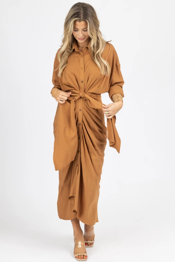 MABLE CAMEL TENCEL BUTTON DOWN SHIRT DRESS NEW ARRIVALS 4 MABLE CAMEL TENCEL BUTTON DOWN SHIRT DRESS NEW ARRIVALS