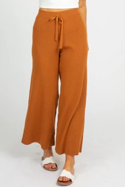 AVVIO LA CARAMEL RIB KNIT PANTS CLOTHING