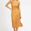 ENDLESS BLU CARAMEL O-RING SATIN ONE SHOULDER MIDI DRESS NEW ARRIVALS