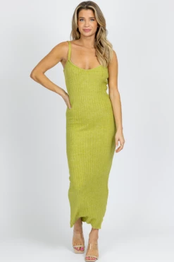 EMORY PARK BRIGHT GREEN RIBBED SWEATER MIDI DRESS NEW ARRIVALS