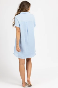 BLUIVY BUTTON UP POCKET DRESS IN CHAMBRAY
