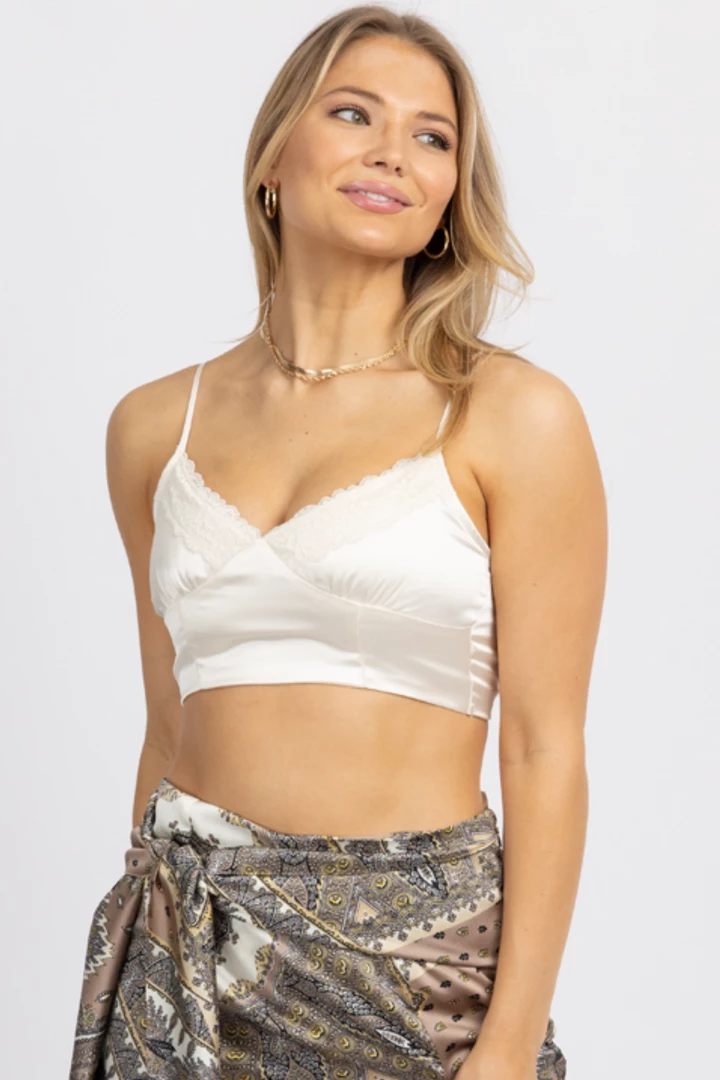 HEY BABE CHAMPAGNE SATIN LACE CROP TANK NEW ARRIVALS 2 HEY BABE CHAMPAGNE SATIN LACE CROP TANK NEW ARRIVALS
