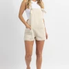MIOU MUSE OATMEAL COTTON LINEN SHORT OVERALL NEW ARRIVALS