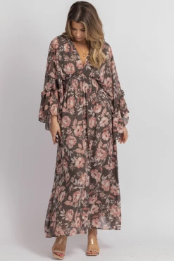 DRESS FORUM NEW ARRIVALS CHARCOAL ROSE BUTTERFLY SLEEVED MIDI DRESS 11 DRESS FORUM NEW ARRIVALS CHARCOAL ROSE BUTTERFLY SLEEVED MIDI DRESS