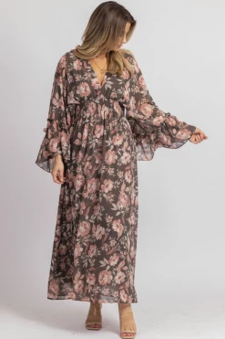 DRESS FORUM NEW ARRIVALS CHARCOAL ROSE BUTTERFLY SLEEVED MIDI DRESS 12 DRESS FORUM NEW ARRIVALS CHARCOAL ROSE BUTTERFLY SLEEVED MIDI DRESS