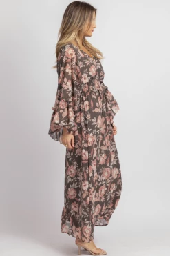 DRESS FORUM NEW ARRIVALS CHARCOAL ROSE BUTTERFLY SLEEVED MIDI DRESS 13 DRESS FORUM NEW ARRIVALS CHARCOAL ROSE BUTTERFLY SLEEVED MIDI DRESS