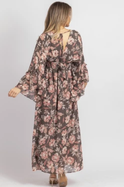 DRESS FORUM NEW ARRIVALS CHARCOAL ROSE BUTTERFLY SLEEVED MIDI DRESS 15 DRESS FORUM NEW ARRIVALS CHARCOAL ROSE BUTTERFLY SLEEVED MIDI DRESS