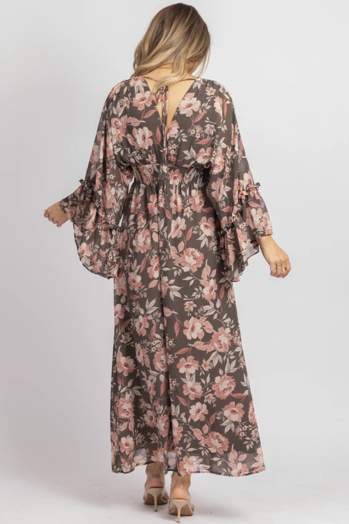 DRESS FORUM NEW ARRIVALS CHARCOAL ROSE BUTTERFLY SLEEVED MIDI DRESS 7 DRESS FORUM NEW ARRIVALS CHARCOAL ROSE BUTTERFLY SLEEVED MIDI DRESS