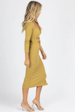 ENDLESS BLU GREEN GRASS CROSS FRONT CUTOUT MIDI DRESS NEW ARRIVALS