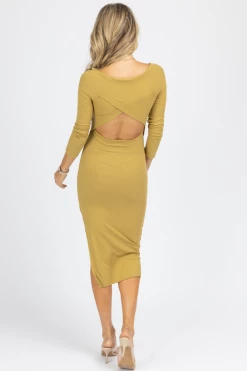 ENDLESS BLU GREEN GRASS CROSS FRONT CUTOUT MIDI DRESS NEW ARRIVALS