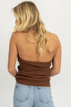 TREND SHOP CHOCOLATE CROSSNECK HALTER TOP 9 TREND SHOP CHOCOLATE CROSSNECK HALTER TOP