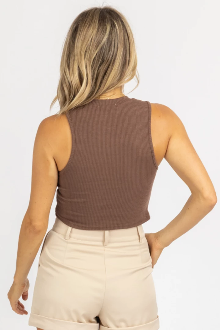 MISS LOVE CLOTHING CHOCOLATE RIBBED FRONT CUTOUT TOP 6 MISS LOVE CLOTHING CHOCOLATE RIBBED FRONT CUTOUT TOP