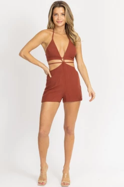 ENDLESS BLU CINNAMON MULTI-WAY CUTOUT TIE BACK ROMPER