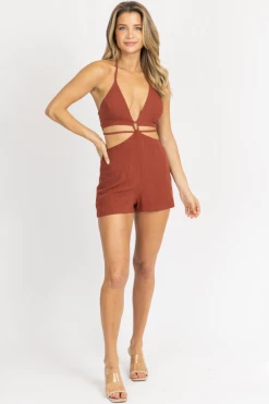 ENDLESS BLU CINNAMON MULTI-WAY CUTOUT TIE BACK ROMPER