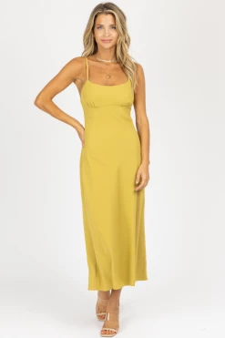 LE LIS NEW ARRIVALS CITRON TIE BACK MIDI DRESS