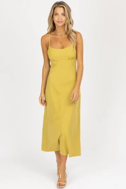 LE LIS NEW ARRIVALS CITRON TIE BACK MIDI DRESS