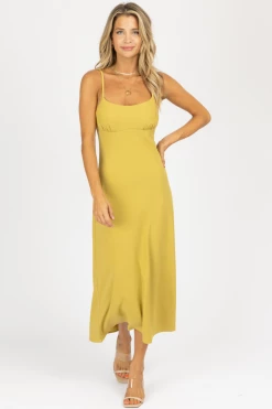 LE LIS NEW ARRIVALS CITRON TIE BACK MIDI DRESS