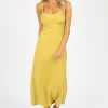LE LIS NEW ARRIVALS CITRON TIE BACK MIDI DRESS