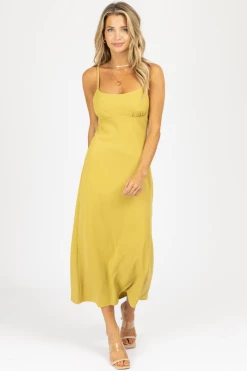 LE LIS NEW ARRIVALS CITRON TIE BACK MIDI DRESS