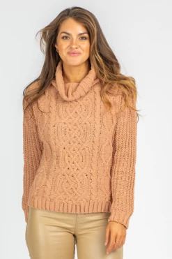 STYLE MELODY CLAY CABLEKNIT TURTLENECK SWEATER
