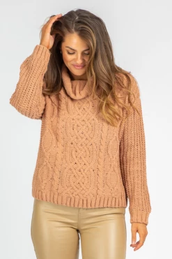 STYLE MELODY CLAY CABLEKNIT TURTLENECK SWEATER