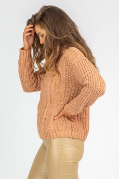 STYLE MELODY CLAY CABLEKNIT TURTLENECK SWEATER