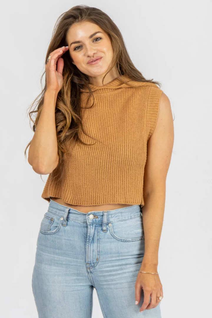 MISS LOVE CLAY HOODED SWEATER TANK 2 MISS LOVE CLAY HOODED SWEATER TANK