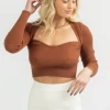 MABLE COGNAC LONG SLEEVE SWEETHEART CROP