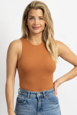 DYNAMIC FASHION COPPER MUSCLE TANK RIBBED BODYSUIT
