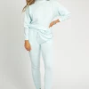 TREND NOTES CLOTHING SOFT COTTON CANDY BLUE CREWNECK SWEATER