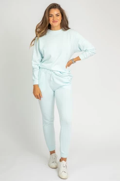 TREND NOTES CLOTHING SOFT COTTON CANDY BLUE CREWNECK SWEATER