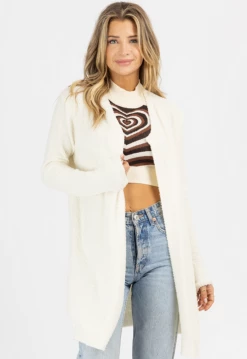 HEM & THREAD INC. NEW ARRIVALS CREAM COZIEST OPEN FRONT CARDIGAN 14 HEM & THREAD INC. NEW ARRIVALS CREAM COZIEST OPEN FRONT CARDIGAN