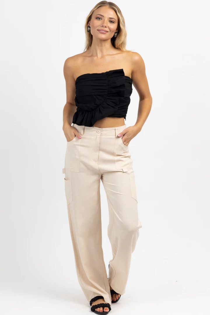 EDIT BY NINE BEIGE LINEN BLEND CARGO PANT 3 EDIT BY NINE BEIGE LINEN BLEND CARGO PANT