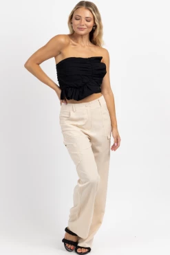 EDIT BY NINE BEIGE LINEN BLEND CARGO PANT 11 EDIT BY NINE BEIGE LINEN BLEND CARGO PANT