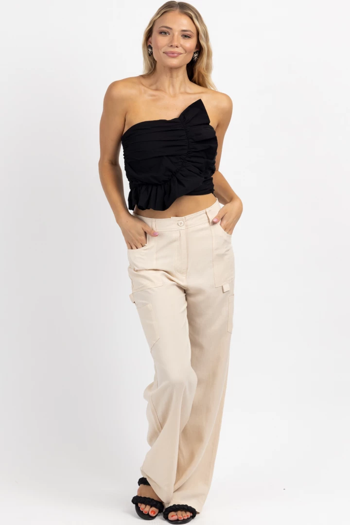 EDIT BY NINE BEIGE LINEN BLEND CARGO PANT 6 EDIT BY NINE BEIGE LINEN BLEND CARGO PANT