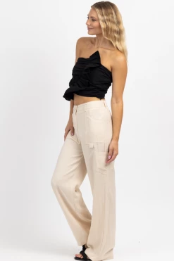 EDIT BY NINE BEIGE LINEN BLEND CARGO PANT 14 EDIT BY NINE BEIGE LINEN BLEND CARGO PANT