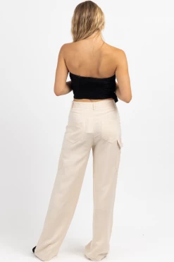 EDIT BY NINE BEIGE LINEN BLEND CARGO PANT 15 EDIT BY NINE BEIGE LINEN BLEND CARGO PANT